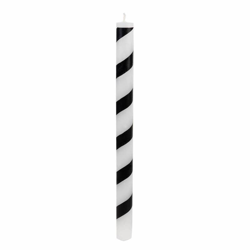 Black & White Stripe Dinner Candles