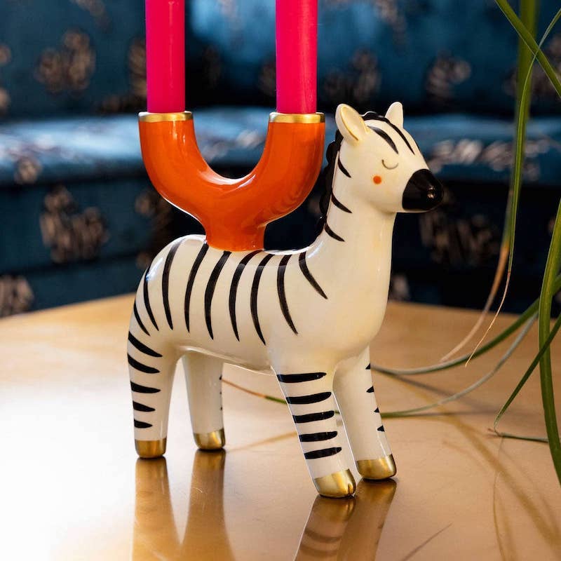 hand-painted-zebra-ceramic-candle-holder-outdoor-dining-decor-3