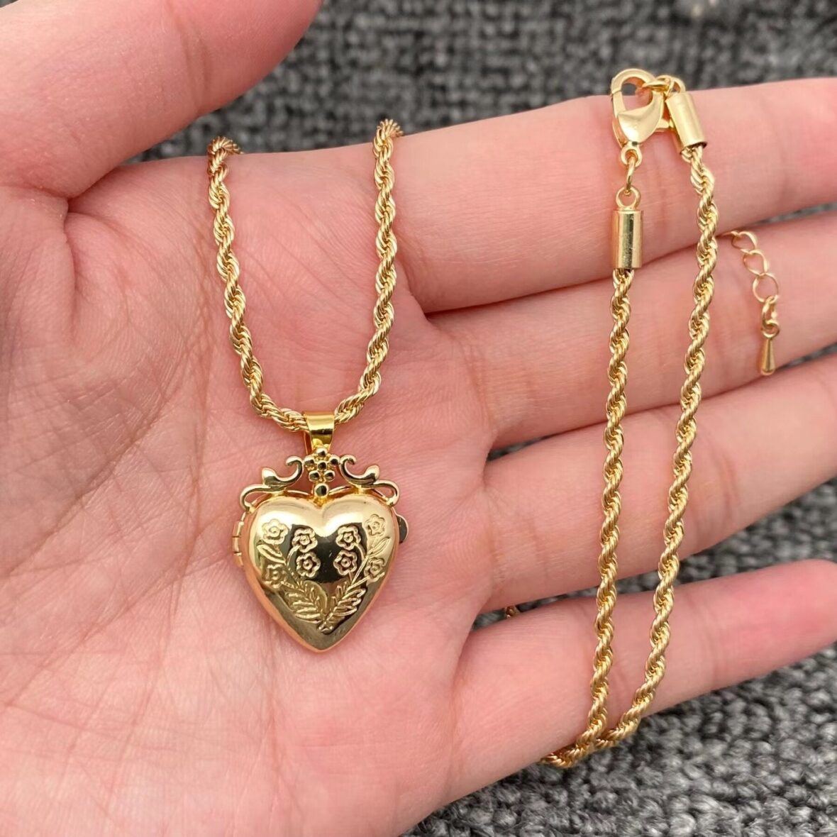 Heart Locket with Flower Design