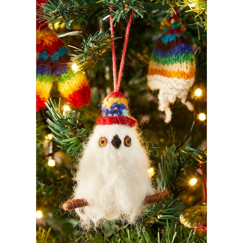 Owl in Rainbow Beanie Ornament