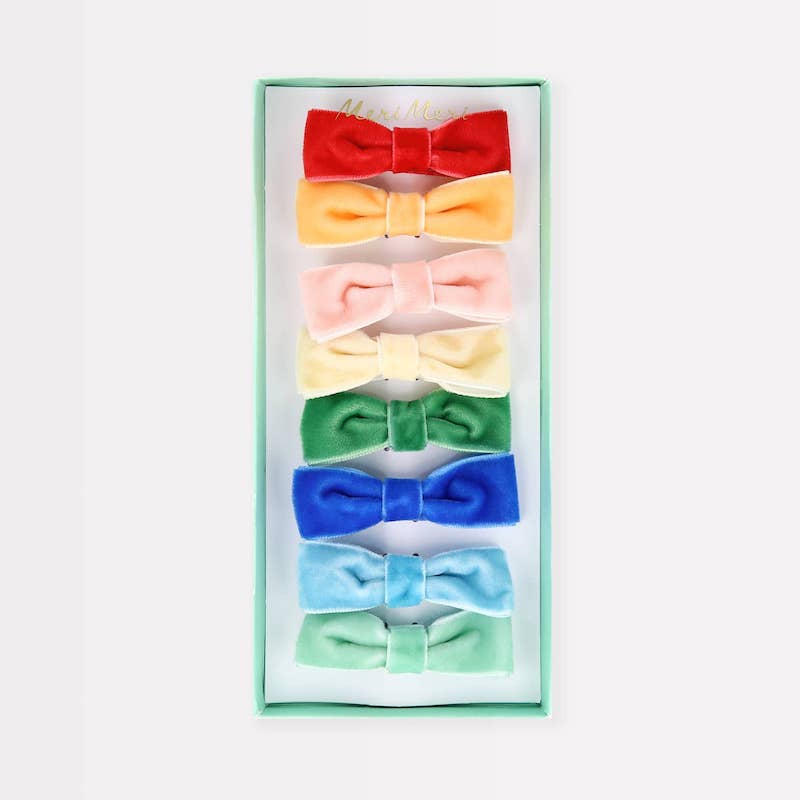 Rainbow Velvet Hair Clips